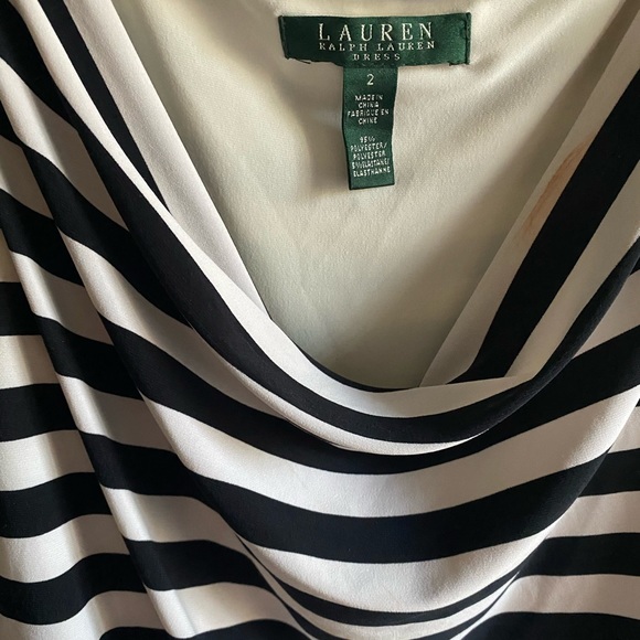 RALPH LAUREN CLASSIC BLACK & WHITE STRIPE BUSINESS CASUAL COCKTAIL DRESS SIZE 2 - Picture 7 of 7